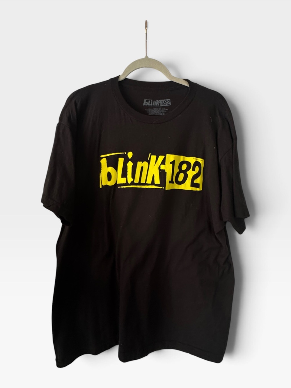 Blink-182 Black Tour Short Sleeve Tee with Yellow Logo, XL